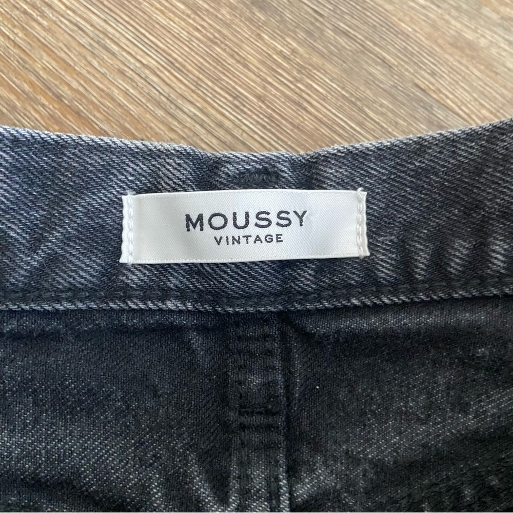 Moussy Vintage Black Odessa Wide Straight Leg‎ High Rise Distressed Jean - Picture 9 of 12